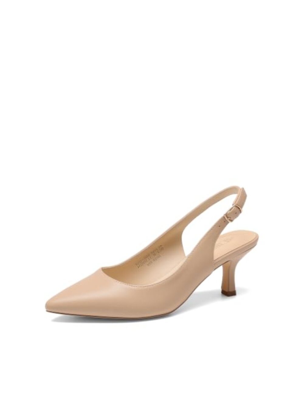 Slingback Kitten Heels Pointed Toe Faux Leather Pumps for Wedding
